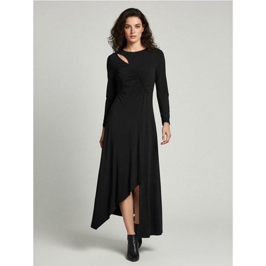 Sinsay - Sukienka midi z asymetrycznym dołem - czarny ze sklepu Sinsay w kategorii Sukienki - zdjęcie 187636710