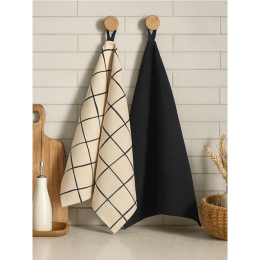 Sinsay - Ręczniki kuchenne 2 pack - czarny ze sklepu Sinsay w kategorii Ręczniki - zdjęcie 187636732