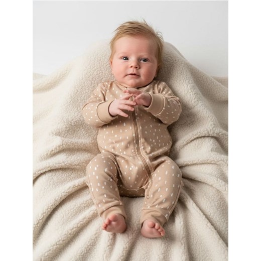 Sinsay - Bawełniany pajacyk ze wzorem - beżowy ze sklepu Sinsay w kategorii Pajacyki - zdjęcie 187636832