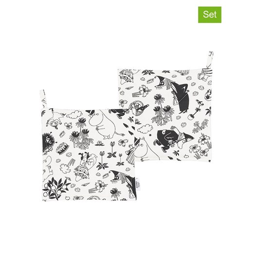 Moomin Łapki kuchenne (2 szt.) w kolorze biało-czarnym - 22 x 22 cm ze sklepu Limango Polska w kategorii Tekstylia kuchenne - zdjęcie 187637173