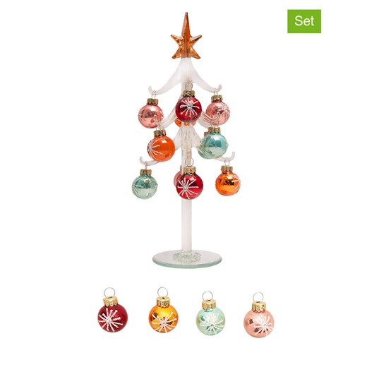 Krebs Glas Lauscha 12-częściowy zestaw dekoracyjny ze wzorem - wys. 25 cm ze sklepu Limango Polska w kategorii Dekoracje bożonarodzeniowe - zdjęcie 187637453