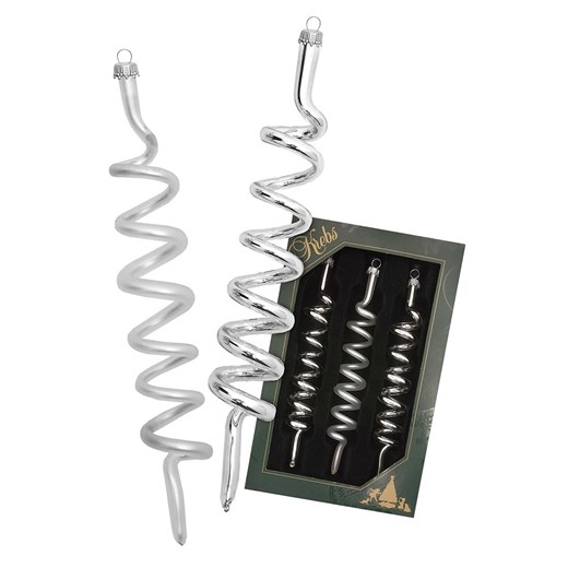 Krebs Glas Lauscha Ozdoby choinkowe (3 szt.) w kolorze srebrnym - wys. 14 cm ze sklepu Limango Polska w kategorii Dekoracje bożonarodzeniowe - zdjęcie 187637454