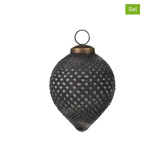 Clayre &amp; Eef Bombki (2 szt.) w kolorze srebrno-czarnym - wys. 10 x Ø 8 cm ze sklepu Limango Polska w kategorii Dekoracje bożonarodzeniowe - zdjęcie 187637641