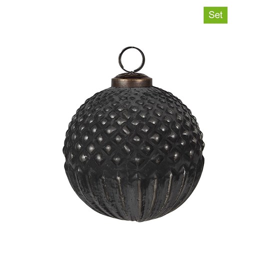 Clayre &amp; Eef Bombki (2 szt.) w kolorze czarnym - Ø 10 cm ze sklepu Limango Polska w kategorii Dekoracje bożonarodzeniowe - zdjęcie 187637643