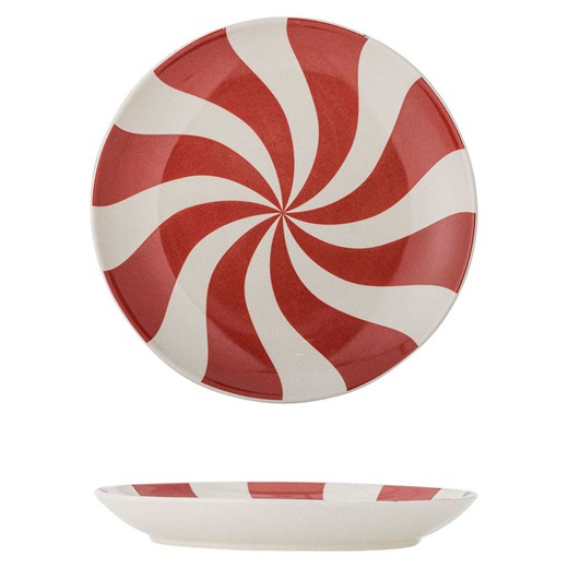 Bloomingville Talerz śniadaniowy &quot;Yule&quot; w kolorze biało-czerwonym - Ø 23 cm ze sklepu Limango Polska w kategorii Naczynia - zdjęcie 187637704