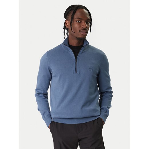 BOSS Sweter Kanobix 50527585 Niebieski Regular Fit ze sklepu MODIVO w kategorii Swetry męskie - zdjęcie 187640392