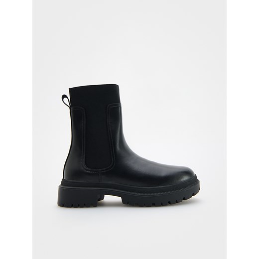 Reserved - Skórzane botki - czarny ze sklepu Reserved w kategorii Botki - zdjęcie 187640874