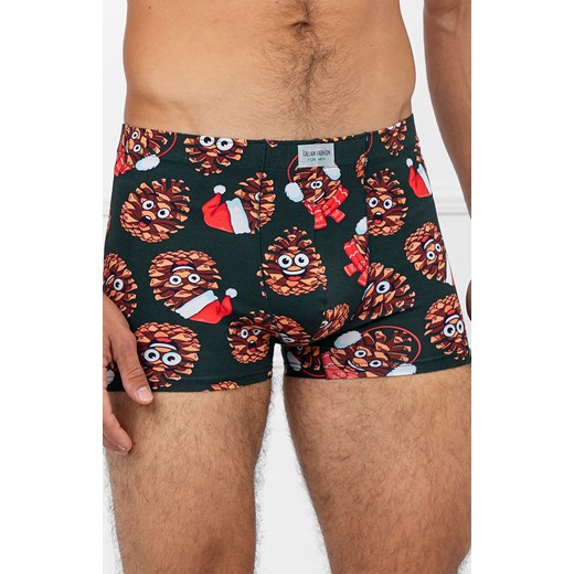 Świąteczne bokserki męskie Cono, Kolor zielony-wzór, Rozmiar S, Italian Fashion ze sklepu Primodo w kategorii Majtki męskie - zdjęcie 187642420