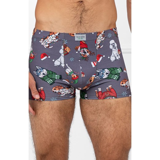 Świąteczne bokserki męskie szare Husky, Kolor szary-wzór, Rozmiar S, Italian Fashion ze sklepu Primodo w kategorii Majtki męskie - zdjęcie 187642432