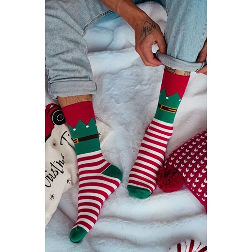 Skarpetki świąteczne męskie Elf 1290.038, Kolor czerwono-zielony, Rozmiar 39-42, Milena ze sklepu Primodo w kategorii Skarpetki męskie - zdjęcie 187642492