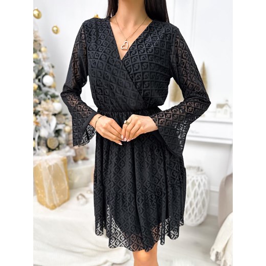 Czarna Sukienka z Kopertowym Dekoltem Modnakiecka.pl 40 ModnaKiecka.pl