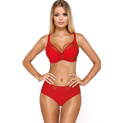 Biustonosz push-up czerwony gładki Ellie, Kolor czerwony, Rozmiar 65C, PariPari Lingerie ze sklepu Intymna w kategorii Biustonosze - zdjęcie 187643001