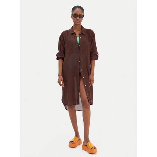 Seafolly Koszula Crinkle 55536-CU Brązowy Relaxed Fit ze sklepu MODIVO w kategorii Odzież plażowa - zdjęcie 187643272