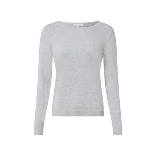 brookshire Damska dzianinowa koszulka z długim rękawem Kobiety Bawełna jasny szary jednolity ze sklepu vangraaf w kategorii Bluzki damskie - zdjęcie 187643633