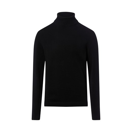 Finshley & Harding Męski sweter z dzianiny z zawartością kaszmiru Mężczyźni Bawełna czarny jednolity ze sklepu vangraaf w kategorii Swetry męskie - zdjęcie 187643640