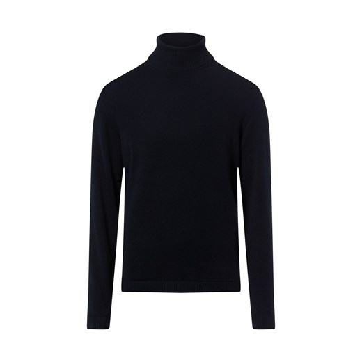 Finshley & Harding Męski sweter z dzianiny z zawartością kaszmiru Mężczyźni Bawełna granatowy jednolity ze sklepu vangraaf w kategorii Swetry męskie - zdjęcie 187643641