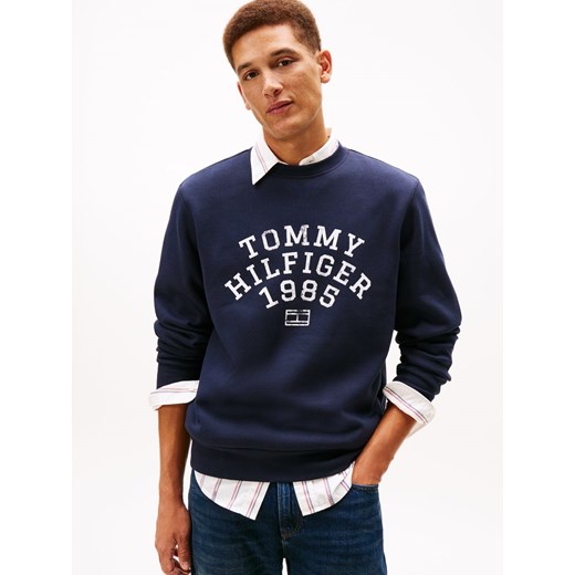 Tommy Hilfiger Bluza męska Mężczyźni Bawełna granatowy nadruk ze sklepu vangraaf w kategorii Bluzy męskie - zdjęcie 187643654