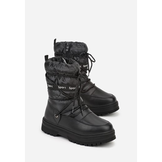 Czarne Pikowane Śniegowce z Oryginalnym Wiązaniem Zetilde 33 born2be.pl