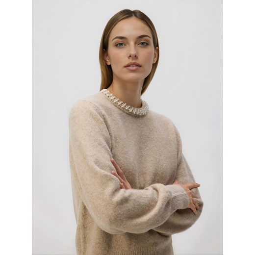 Reserved - Sweter z aplikacją - beżowy ze sklepu Reserved w kategorii Swetry damskie - zdjęcie 187644783