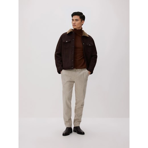 Reserved - Spodnie chino slim fit - beżowy ze sklepu Reserved w kategorii Spodnie męskie - zdjęcie 187644852