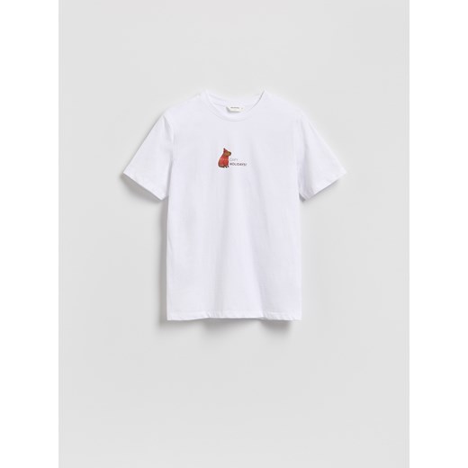 Reserved - T-shirt regular fit z nadrukiem - biały ze sklepu Reserved w kategorii T-shirty męskie - zdjęcie 187644940