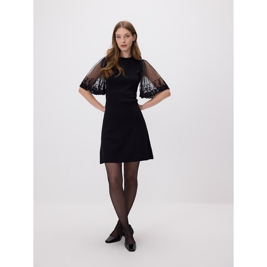 Reserved - Sukienka z ozdobnymi rękawami - czarny ze sklepu Reserved w kategorii Sukienki - zdjęcie 187645041