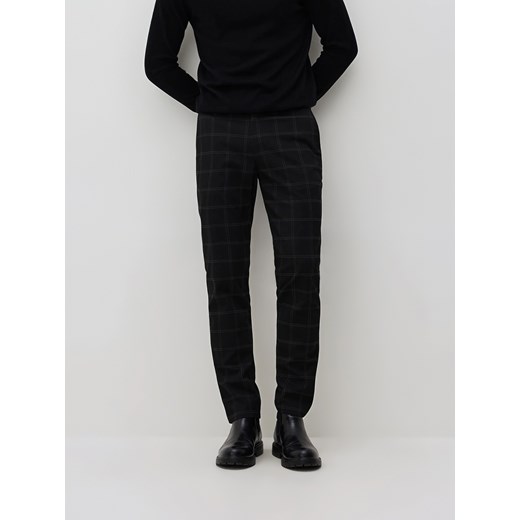 Reserved - Spodnie chino slim w kratę - czarny ze sklepu Reserved w kategorii Spodnie męskie - zdjęcie 187645252