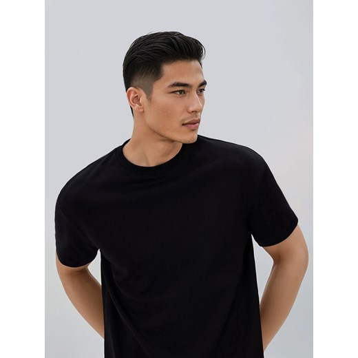 Reserved - Bawełniany t-shirt boxy - czarny ze sklepu Reserved w kategorii T-shirty męskie - zdjęcie 187645281