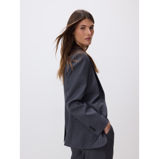 Reserved - Jednorzędowa marynarka z wiskozą - ciemnoszary ze sklepu Reserved w kategorii Kurtki damskie - zdjęcie 187645293