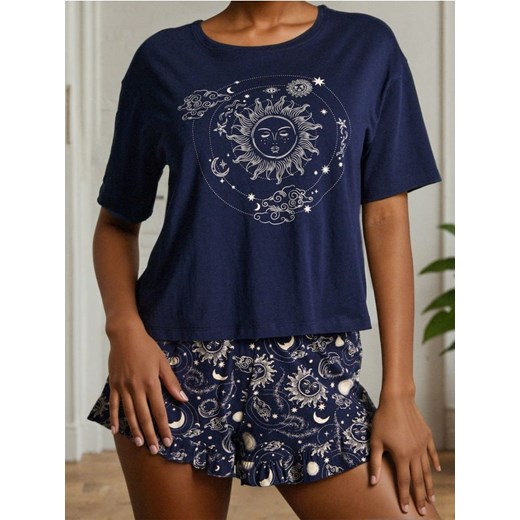 Sinsay - Bawełniana piżama dwuczęściowa - fioletowy ze sklepu Sinsay w kategorii Piżamy damskie - zdjęcie 187646020