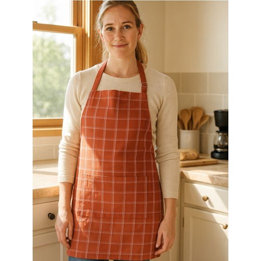 Sinsay - Fartuch kuchenny z kieszenią w kratkę - pomarańczowy ze sklepu Sinsay w kategorii Fartuchy kuchenne - zdjęcie 187646081