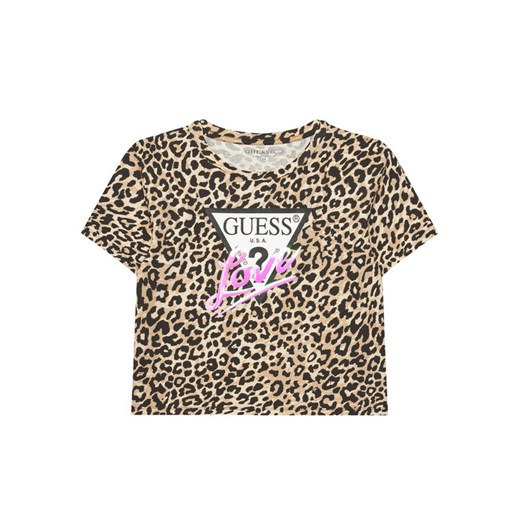 Guess T-Shirt J6RI08 K6YW4 Beżowy Regular Fit ze sklepu MODIVO w kategorii Bluzki dziewczęce - zdjęcie 187646381