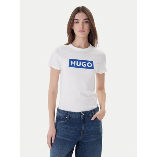 HUGO T-Shirt Classic 50510772 Biały Slim Fit ze sklepu MODIVO w kategorii Bluzki damskie - zdjęcie 187646413