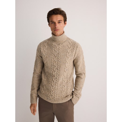 Reserved - Golf z wełną - beżowy Reserved XL Reserved wyprzedaż