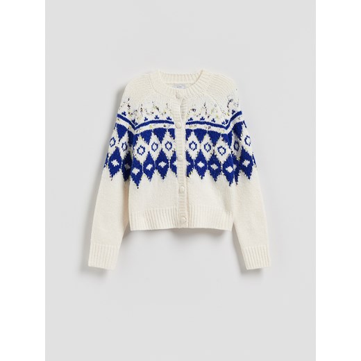 Reserved - Wzorzysty kardigan - niebieski ze sklepu Reserved w kategorii Swetry damskie - zdjęcie 187647310