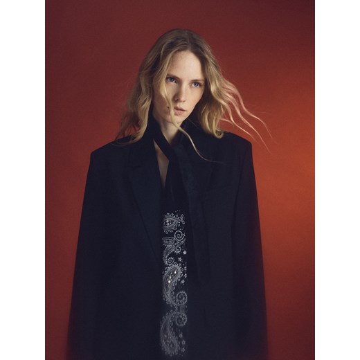 Reserved - Wzorzysty krawat - czarny ze sklepu Reserved w kategorii Dodatki damskie - zdjęcie 187647312