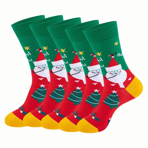 5 par Skarpety świąteczne bawełniane Mikołaj Zestaw na prezent zielone ze sklepu butyolivier w kategorii Skarpetki damskie - zdjęcie 187647454