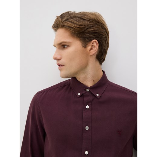 Reserved - Bawełniana koszula slim fit - bordowy ze sklepu Reserved w kategorii Koszule męskie - zdjęcie 187647851