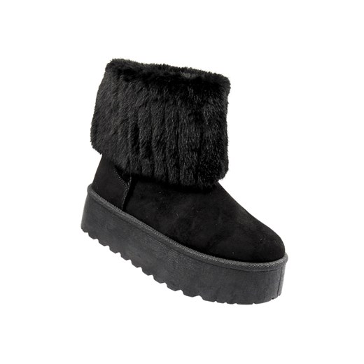 Stylowe botki damskie z futerkiem News 24BT30‑8020, czarne ze sklepu ulubioneobuwie w kategorii Śniegowce damskie - zdjęcie 187649742