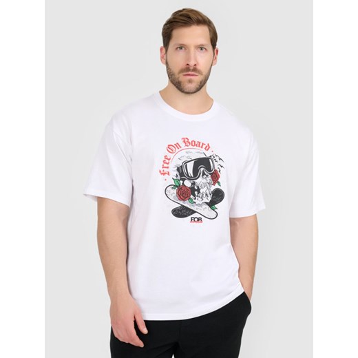 Męski t-shirt z nadrukiem 4F 4FRAW25TTSHM3477 - biały ze sklepu Sportstylestory.com w kategorii T-shirty męskie - zdjęcie 187649903