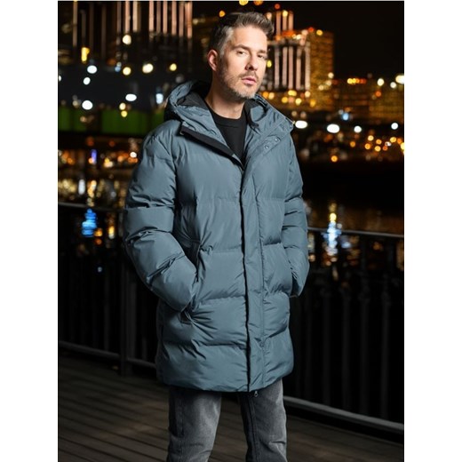 Sinsay - Pikowana kurtka z kapturem - szary ze sklepu Sinsay w kategorii Płaszcze męskie - zdjęcie 187650464