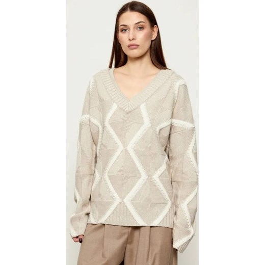 BOSS BLACK Wełniany sweter Flarin | Relaxed fit ze sklepu Gomez Fashion Store w kategorii Swetry damskie - zdjęcie 187650674