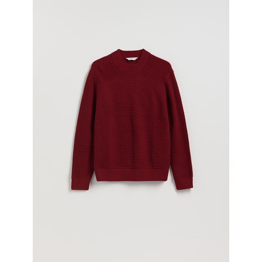 Reserved - Strukturalny sweter z domieszką wełny - czerwony ze sklepu Reserved w kategorii Swetry męskie - zdjęcie 187652102