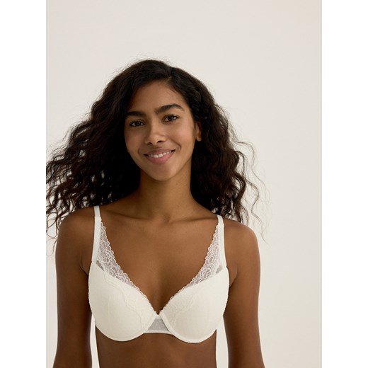 Reserved - Siateczkowy biustonosz push up - złamana biel ze sklepu Reserved w kategorii Biustonosze - zdjęcie 187652110