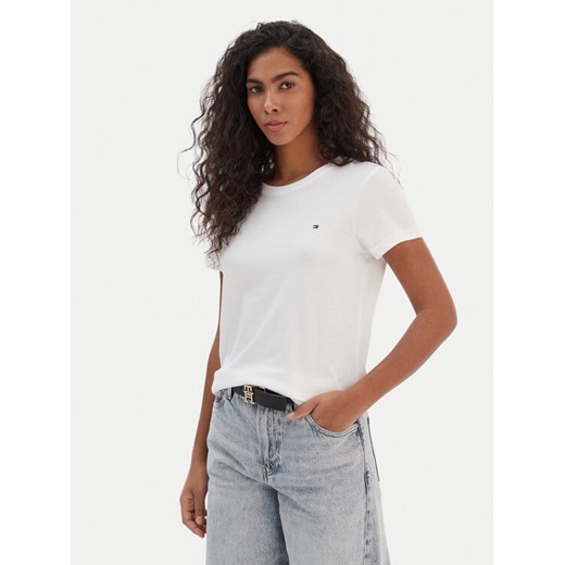 Tommy Hilfiger T-Shirt WW0WW22043 Biały Regular Fit ze sklepu MODIVO w kategorii Bluzki damskie - zdjęcie 187653604