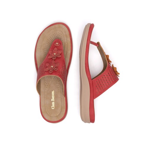 Clara Barson Japonki WYL0510-26 Czerwony ze sklepu MODIVO w kategorii Klapki damskie - zdjęcie 187653880