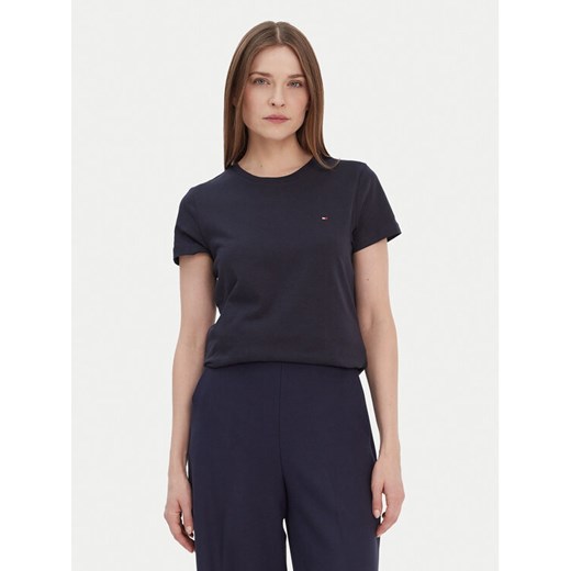 Tommy Hilfiger T-Shirt WW0WW22043 Granatowy Regular Fit ze sklepu MODIVO w kategorii Bluzki damskie - zdjęcie 187654143