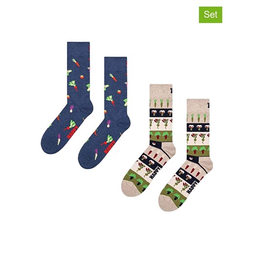 Happy Socks Skarpety (2 pary) w kolorze granatowo-beżowym ze sklepu Limango Polska w kategorii Skarpetki męskie - zdjęcie 187660763