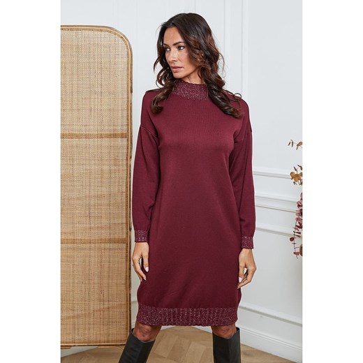 So Cachemire Sukienka dzianinowa &quot;Linoa&quot; w kolorze bordowym So Cachemire XL wyprzedaż Limango Polska
