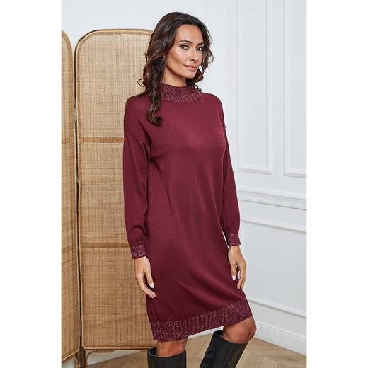 So Cachemire Sukienka dzianinowa &quot;Linoa&quot; w kolorze bordowym So Cachemire S okazja Limango Polska